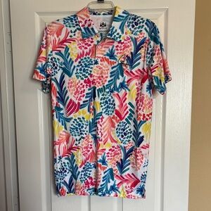 Gashouse Golf men’s white short sleeve golf polo shirt size small